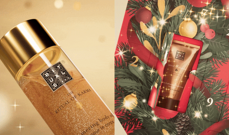 The wreaths hidden doors reveal sparkling gifts.