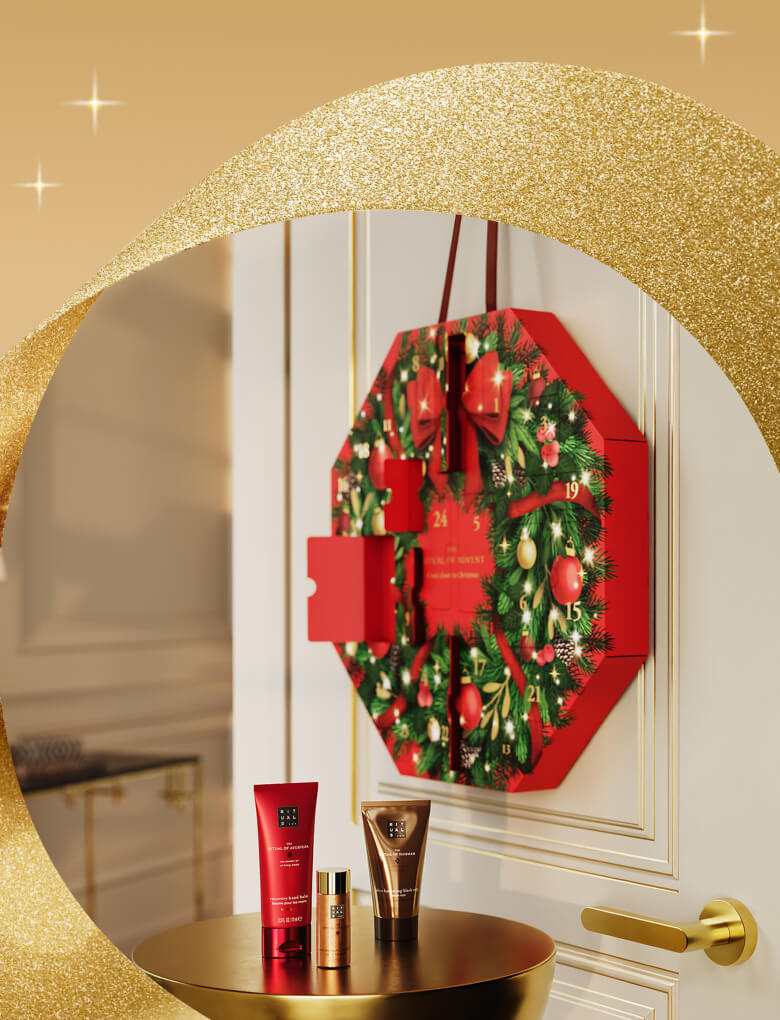 A red and green Christmas wreath to hang indoors.