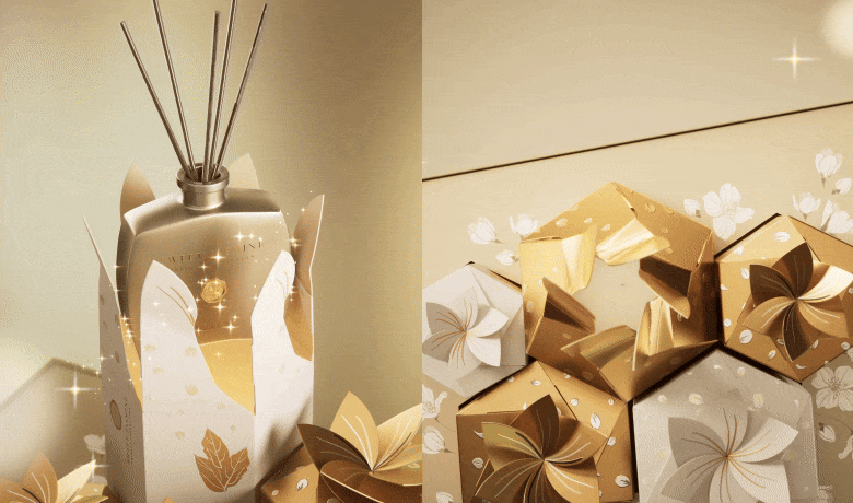 When the flowers on top of the gift boxes open they reveal the sweet scents inside.