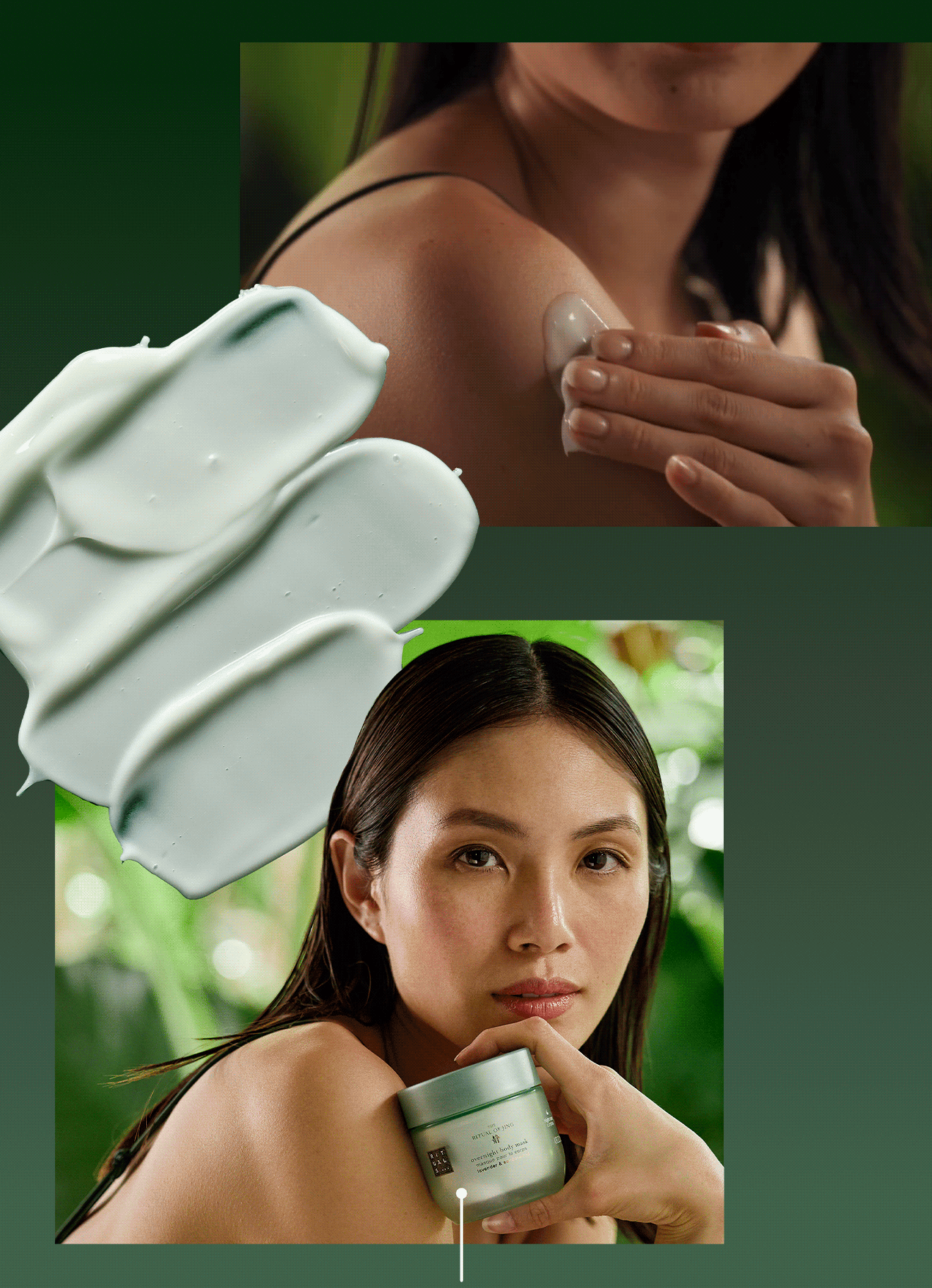 Composite image showcasing Overnight body mask